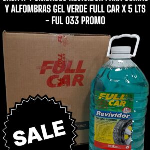 PROMO CAJA X 4 UNIDADES BIDON  Revividor de negro gomas/alfombras GEL VERDE x 5 L - FUL 033 FULL CAR (REVIVIDOR - EXTERIORES -CUBIERTAS -RUEDAS - SIMIL K78 A809 - A3904/5)  (Gel revividor del color negro y abrillantador para neumáticos yalfombras. Solución acuosa gelificada, libre de solventes.)