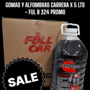 PROMO CAJA X 4 UNIDADES REVIVIDOR DE NEGRO GOMAS Y ALFOMBRAS CARRERA X 5 L - FUL B 324 FULL CAR (REVIVIDOR - EXTERIORES -CUBIERTAS -RUEDAS - SIMIL K78 A809 - K78 A842)  (  Gel revividor del color negro y abrillantador de neumáticos yalfombras.Solución acuosa gelificada.Libre de solventes.)