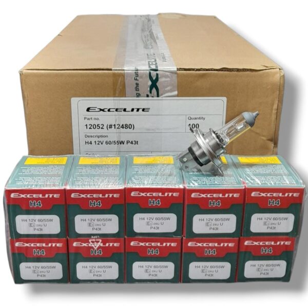 CAJA X 10 PACK X 10 UNIDADES (TOTAL 100 LAMPARAS ) LAMPARA EXCELITE 12052 H 4 12VOLTS TIPO Halogena 60/55W -P43T-38 - EX 12052 (similar lamp12h4p43t) - Image 2