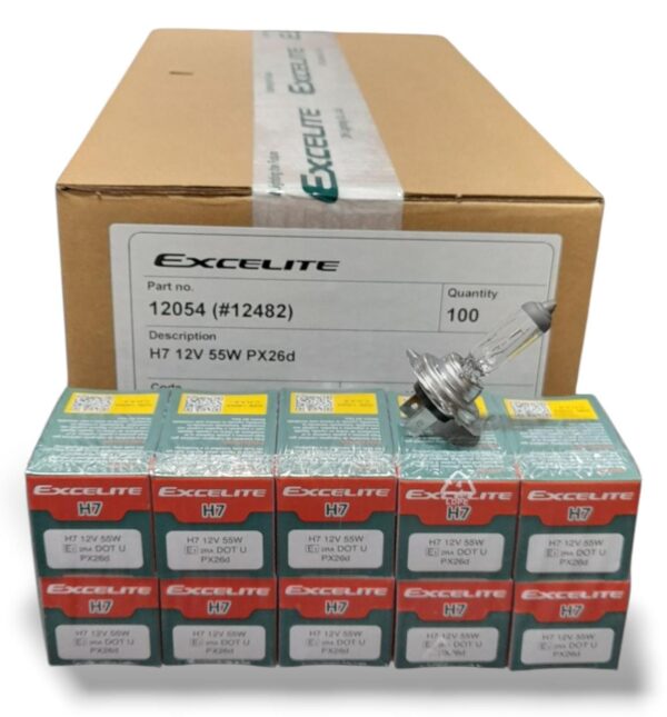 CAJA X 10 PACK X 10 UNIDADES (TOTAL 100 LAMPARAS ) LAMPARA EXCELITE 12054 H 7 12VOLTS TIPO Halogena 55W  -PX26d - EX 12054 (similar lamp12h7) - Image 2