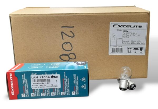 CAJA X 20 PACK X 10 UNIDADES (TOTAL 200 LAMPARAS ) LAMPARA EXCELITE 12084 P 21 12VOLTS TIPO Señalización 21/5W -BAY 15D - EX 12084 (similar lamp121034) - Image 2