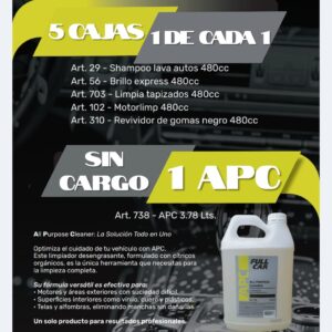 APC X 3,78 LITROS (NUEVO) SIN CARGO - FUL 738  (All purpose cleaner es un desengrasante multipropósito de cítricosorgánicos ideal para utilizar en interiores y exteriores de vehículos.Se puede utilizar para remover grasa y suciedades en motores,vinilos, telas, alfombras, plásticos y cueros.Dilución para trabajos: fuertes 1:5 // medios 1:10 // livianos 1:20)