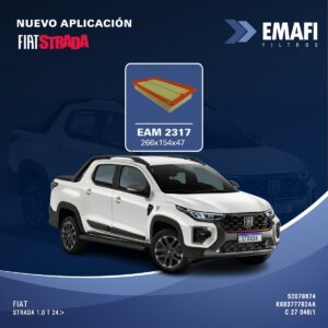 PROMO PACK X 10 UNIDADES [FILTRO EMAFI] Filtro de Aire  EAM 2317        FIAT 1.0 12V Turbo 200 21>        "52079874K68377762AA"        C 27 046/1        -        -        -        -                266        154        49        Panel