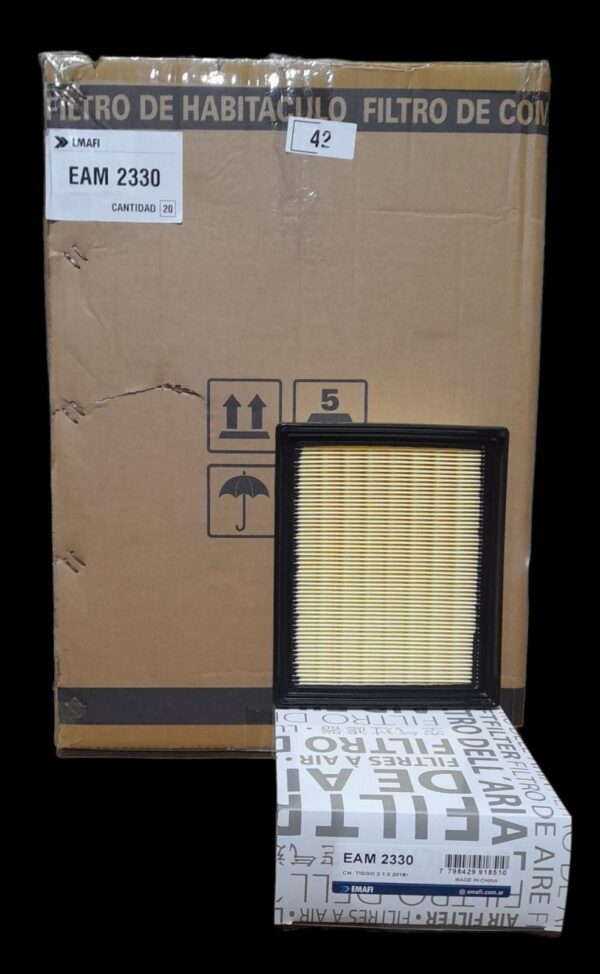 PROMO PACK X 20 UNIDADES [FILTRO EMAFI] Filtro de Aire EAM 2330        CHERY TIGGO 2 Pro   1.5 16V 109CV 21>     151000158AA        -        -        -        -        -                -        -        -        Panel EAM 2330 - Image 4