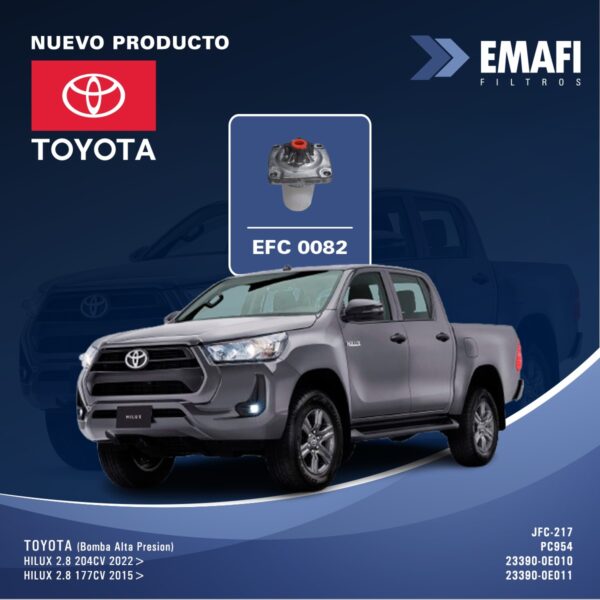 EFC 0082        TOYOTA HILUX 2.8 177/204CV        "23390-0E010 23390-0E011"        -        -        JFC-217        -        PC954                78,5        78,5        104        Cartucho        10 EFC 0082
