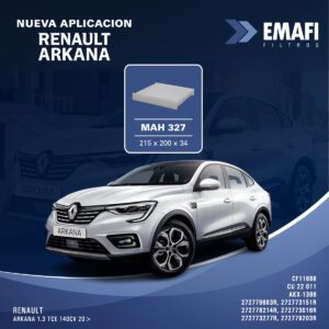 PROMO PACK X 10 UNIDADES Filtros para Habitáculo - RENAULT LOGAN 14-/SANDERO 14-/ CAPTUR/KICKS (OEM : 272889739R) - MAH 327  (  MAH 327 MH 412 AKX-1399 CF 11686 HM 2186 - CU 22011 272889739R)