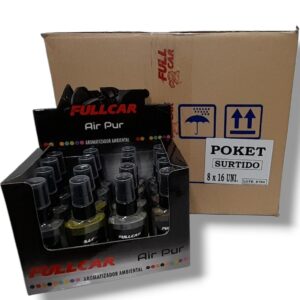 PROMO CAJA MADRE X (8 CAJAS EXHIBIDORAS X 16 UNIDADES)  (TOTAL 128 UNIDADES ) CAJA EXHIBIDORA X 16 UNIDADES PERFUME (AROMATIZADOR) AIR PUR POCKET X 60 CC - FUL 630 - FUL 621  FULL CAR (SIMIL K78 101 - K78 102 - A3680/21