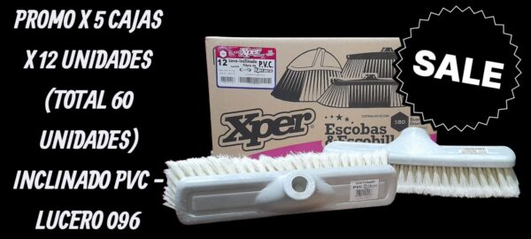 PROMO X 5 CAJAS X 12 UNIDADES (TOTAL 60 UNIDADES ) INCLINADO PVC Cepillo lava camion para cabo ( Cepillo Plástico con rosca inclinada, Fibra Pvc 11cm Marfil.) - LUCERO 096