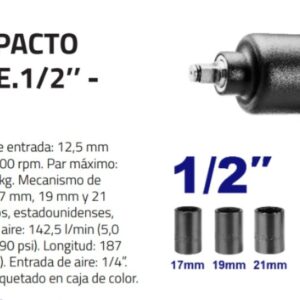 LLAVE DE IMPACTO NEUMATICA E.1/2'' - 610 NM
