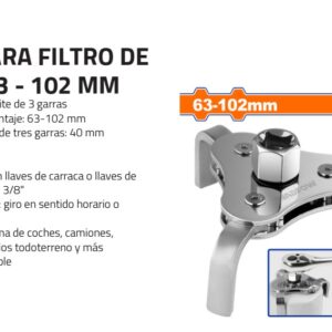 LLAVE PARA FILTRO DE ACEITE 63 - 102 MM Nº DESPACHO A PLAZA: 25001-IC04-212209-K