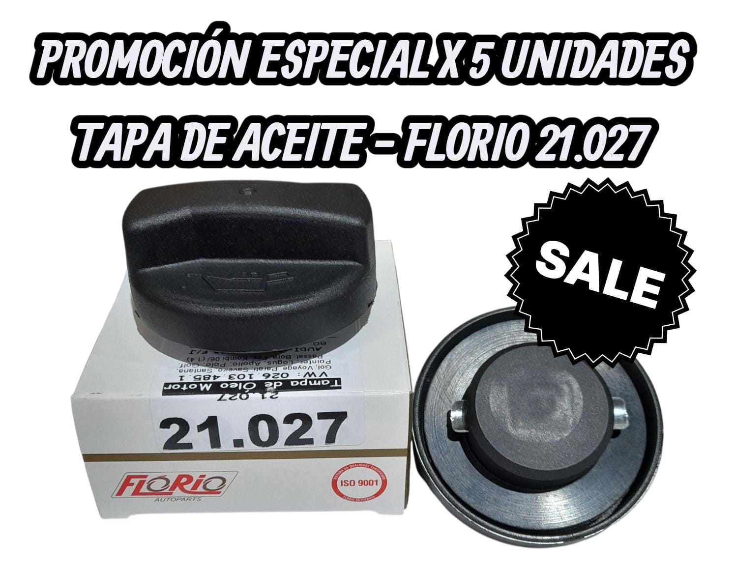 PROMO X 5 UNIDADES TAPA DE ACEITE VW/FORD MOTOR AUDI, M.BENZ, AUDI (030.103.485 F/J) - MF21.027 = TA89  (VW : 026.103.485.1Gol, Voyage, Parati, Saveiro, Santana, Pointer, Logus, Apollo, Polo, Golf, Passat, Bora, Fox, Kombi 06/ (1.4)AUDI: 030.103.485 F/J80, 100, A3, A4, A6, A8 8FORDEscort, Verona, (Motor VW)M.B. : 344.018.70.02Todos)
