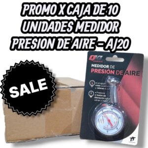 PROMO CAJA X 10 UNIDADES MEDIDOR DE PRESION DE NEUMATICO REDONDO PLASTICO - QKL AJ20