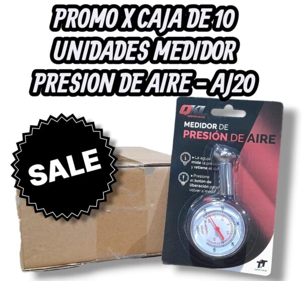 PROMO CAJA X 10 UNIDADES MEDIDOR DE PRESION DE NEUMATICO REDONDO PLASTICO - QKL AJ20