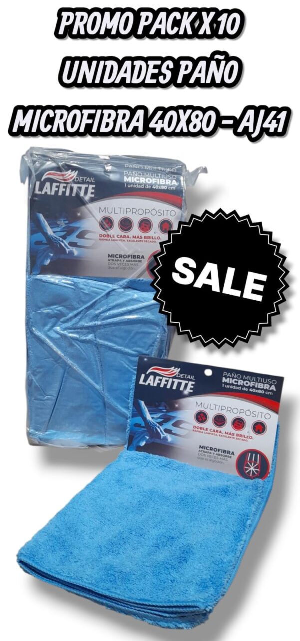 PROMO LAFFITTE PACK X 10 UNIDADES PAÑO (1 PAÑO 40X80 CM) MICROFIBRA LIMPIEZA Y SECADO - LAF AJ41 PAÑOS - LIMPIEZA - MICROFIBRAS
