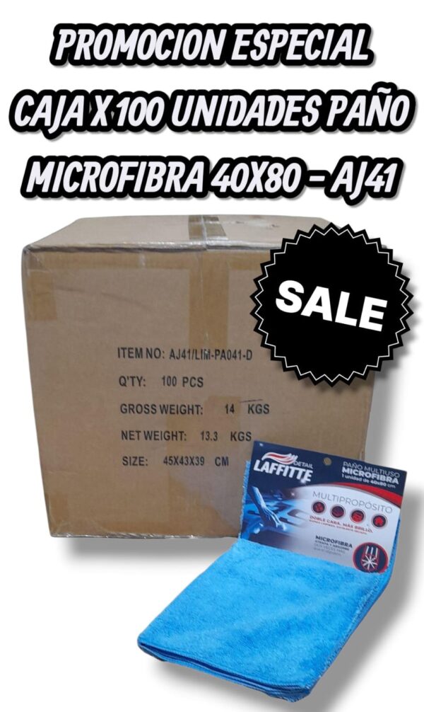 PROMO LAFFITTE CAJA X 100 UNIDADES PAÑO (1 PAÑO 40X80 CM) MICROFIBRA LIMPIEZA Y SECADO - LAF AJ41 PAÑOS - LIMPIEZA - MICROFIBRAS