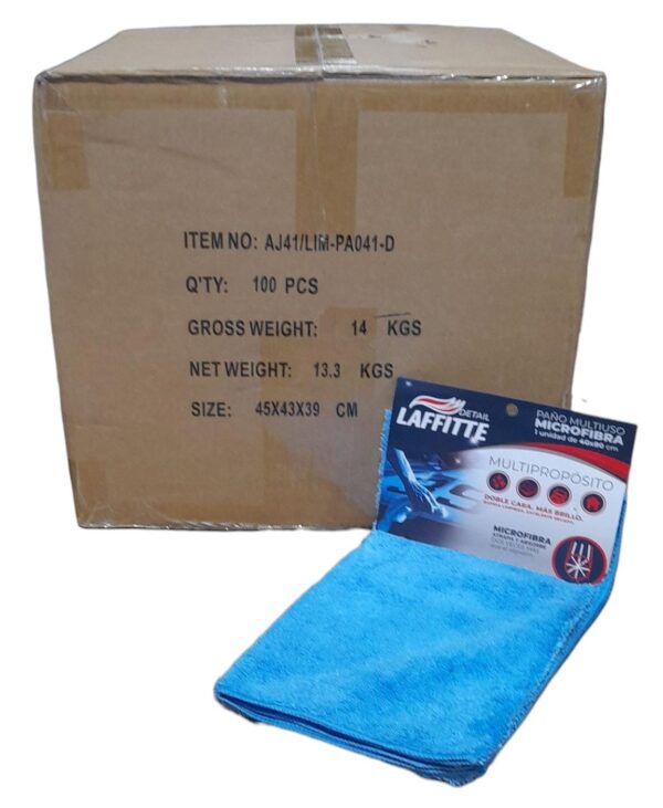 PROMO LAFFITTE CAJA X 100 UNIDADES PAÑO (1 PAÑO 40X80 CM) MICROFIBRA LIMPIEZA Y SECADO - LAF AJ41 PAÑOS - LIMPIEZA - MICROFIBRAS - Image 2