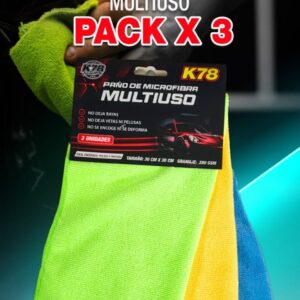 PROMO CAJA X 12 PACK (TOTAL 36 PAÑOS) PAÑO MICROFIBRA MULTIUSO 30X30 - PACK X 3 UNIDADES - K78 614 (SIMIL AJ25)
