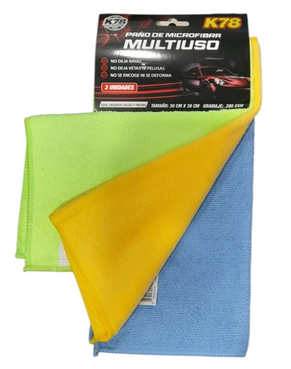 PROMO CAJA X 12 PACK (TOTAL 36 PAÑOS) PAÑO MICROFIBRA MULTIUSO 30X30 - PACK X 3 UNIDADES - K78 614 (SIMIL AJ25) - Image 3