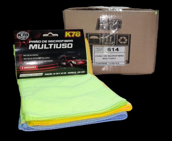 PROMO CAJA X 12 PACK (TOTAL 36 PAÑOS) PAÑO MICROFIBRA MULTIUSO 30X30 - PACK X 3 UNIDADES - K78 614 (SIMIL AJ25) - Image 2