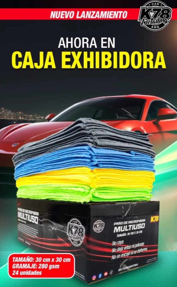 PROMO CAJA EXHIBIDORA X 24 UNIDADES - PAÑO MICROFIBRA MULTIUSO 30X30  - K78 B601-30  (SIMIL AJ25 - AJ25C )