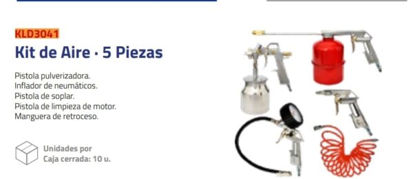 KIT AIRE 5 PIEZAS C/PISTOLA P/PINTAR GRAVEDAD Nº DESPACHO A PLAZA: 22001-IC05-005180-G