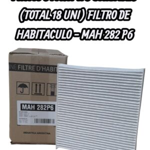 PROMO Filtros para Habitáculo - 3 PACK X 6 UNIDADES (TOTAL 18 FILTROS ) RENAULT DUSTER/LOGAN/OROCH 16>/SANDERO 07>/SANDERO STEPWAY 08> (OEM : 272773223R) (216 x 198 x 20) ( "AKX-1397 | MH409CF11686 | CU 22019") - MAH 282P6  (MAH 282 MH 409 AKX-1397 CF 11686 HM 2109/2114/2117 TH 1015/2004 CU 22019 272773223R)("HM2109RENAULT DUSTER/LOGAN/OROCH 16>/SANDERO 07>/SANDERO STEPWAY 08>                   272773223R    CU 22 019    CF11686   AKX-1397   MH409   HM2114HM2117TH2004"                                                                216    198    20    Rectangular    6             )