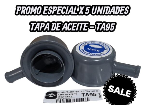 PROMO X 5 UNIDADES TAPA DE ACEITE FORD FALCON ’89→’91, F100 ’89→’96 6 CIL MAX ECONO - NAP TA95 (FORDFalcon,´89 →´91F100 ´89 →´96 6 cilMax Econo)