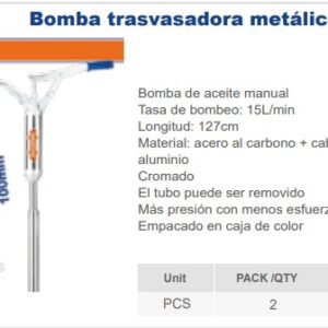 BOMBA DE ACEITE MANUAL 15 L/MIN Nº DESPACHO A PLAZA: