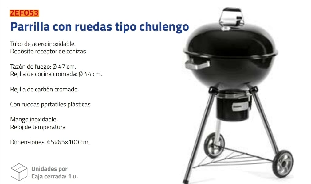 PARRILLA CON RUEDAS TIPO CHULENGO Nº DESPACHO A PLAZA: 20001-IC04-205872-N
