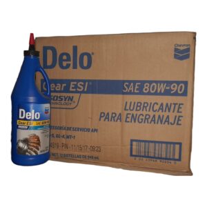 PROMO CAJA X 12 BOTELLAS DELO SYN-GEAR ESI SAE 80W90 (1/4 galon casi 1 litro ) X 946ML (9,8 KG )- CHE 654519  CHEVRON
