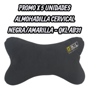PROMO X 5 UNIDADES ALMOHADILLA CERVICAL NEGRO/AMARILLO - QKL AB31