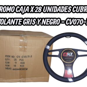 PROMO X 28 UNIDADES CUBRE VOLANTE  AUTO   37/39 CM NEGRO -  GRIS QKL CV070-B