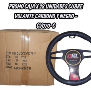 PROMO X 28 UNIDADES CUBRE VOLANTE  AUTO   37/39 CM NEGRO -  CARBON QKL CV070-C