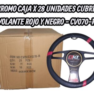 PROMO X 28 UNIDADES CUBRE VOLANTE  AUTO   37/39 CM NEGRO -  ROJO QKL CV070-R