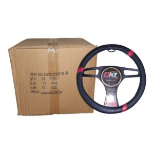 CUBRE VOLANTE  AUTO   37/39 CM NEGRO -  ROJO QKL CV070-R