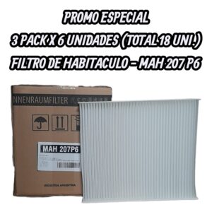PROMO ESPECIAL [FILTRO EMAFI] 3 PACK X 6 UNIDADES (TOTAL 18 FILTROS )  Filtros para Habitáculo -  FOX/GOL/SAVEIRO/SURAN/VOYAGE/SEAT CORDOBA/IBIZA/AUDI A1/A2 (OEM : 6Q0820367) (251 x 216 x 32) ("AKX-35163 | MH508CF9323 | CU 2545") - MAH 207P6   (MAH 207 MH 508 AKX-35163 CF 9323 HM 2048 TH 947 CU 2545 6Q0820367)("VW FOX/GOL TREND/SURAN/SAVEIRO/VOYAGE/AUDI A1/A2/M. BENZ CLASE G 500 17>              6Q0820367     CU 2545     CF9323   AKX-35163   MH508   HM2048TH947"                                                                251    216    32    Rectangular    6       )