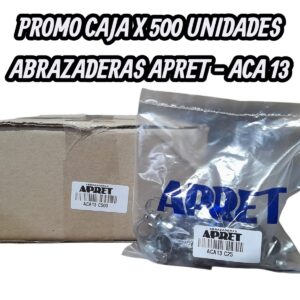 PROMO CAJA X 20 bolsas x 25 unidades (500 abrazaderas) ABRAZADERA SERIE ACA  AMERICANA ANGOSTA 13/10mm. - ACA 13
