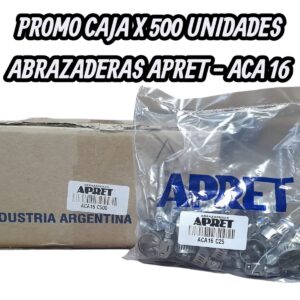 PROMO CAJA X 20 bolsas x 25 unidades (500 abrazaderas)  ABRAZADERA SERIE ACA  AMERICANA ANGOSTA 16/10mm. - ACA 16