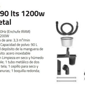 Aspiradora 90lts 1200W tacho metal