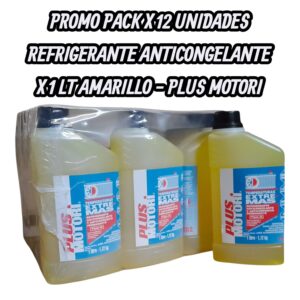 PROMO PACK X 12 UNIDADES REFRIGERANTE ANTICONGELANTE X 1 LT AMARILLO - PLUS 4101 PLUS MOTORI