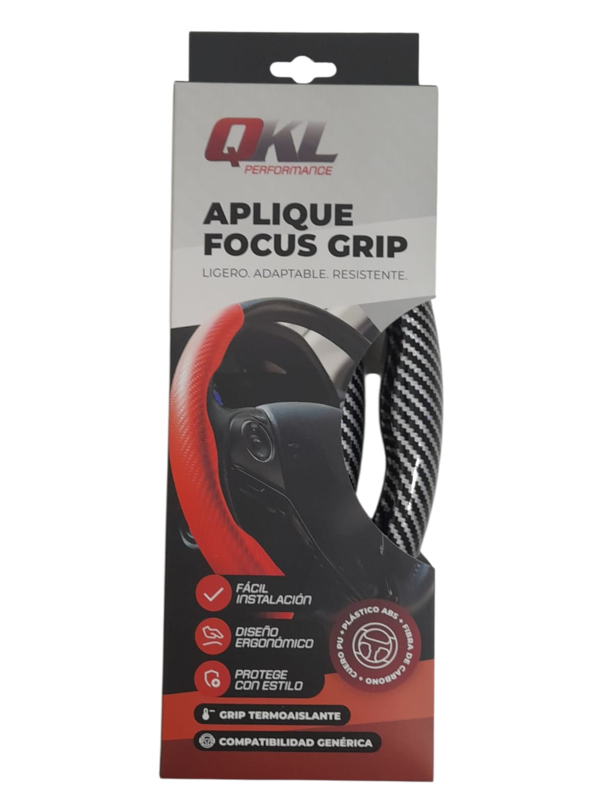 (CACHA) CUBRE VOLANTE AUTO GRIS METALIZADO CARBONO QKL - QKL TH01-07 - Image 2