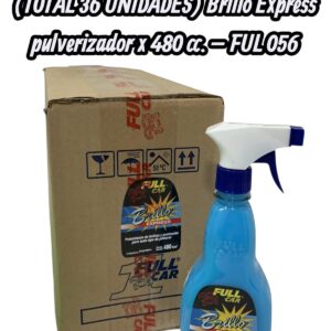 PROMO 3 CAJAS X 12 UNIDADES (TOTAL 36 UNIDADES) Brillo Express pulverizador x 480 cc. - FUL 056 FULL CAR (CERA LIQUIDA simil k78 404 - k78 451 / 3M 39034) (Sistema de protección y brillo para vehículos. Combinación deceras y siliconas que forman una película brillante. Muy fácilaplicación sobre seco o húmedo.)
