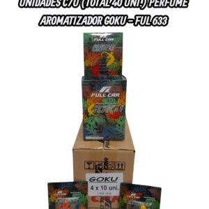 PROMO CAJA X 4 FRASCOS X 10 UNIDADES (TOTAL 40 UNIDADES) PACK X 10 UNIDADES PERFUME (AROMATIZADOR) GOKU AROMATIZADOR- FUL 633 FULL CAR (aromatizador para tablero simil K78 104 - K78 106   k78 112 - k78 105 - k78 110 ) (pino - comodin )  ( Divertido aromatizador plástico de acción continua para colocaren la rejilla de ventilación. Variados colores.)para colocaren la rejilla de ventilación. Variados colores.)