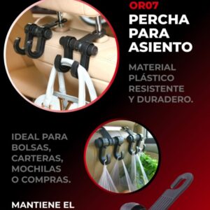 PERCHA GANCHO PARA APOYA CABEZA CON 2 COLGANTES HASTA 6 KGRS- QKL OR07