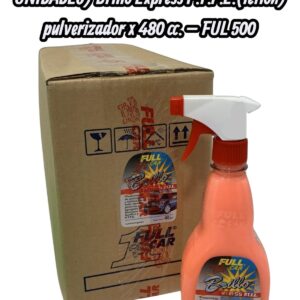 PROMO 3 CAJAS X 12 UNIDADES (TOTAL 36 UNIDADES) Brillo Express P.T.F.E.(teflon) pulverizador x 480 cc. - FUL 500 - FUL 502 FULL CAR  (CERA LIQUIDA simil k78 404 - k78 451 / 3M 39034)  (Tratamiento de protección y belleza para todo tipo de pinturas,con agregado de Polímero acrílico y P.T.F.E. (Teflon).El mejor acabado con la mayor facilidad de aplicación.)