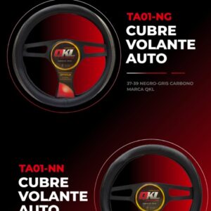 CUBRE VOLANTE AUTO  37/39 NEGRO-NEGRO CARBONO QKL - QKL TA01-NN