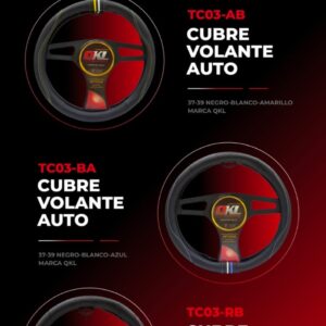 CUBRE VOLANTE AUTO  37/39 NEGRO-BLANCO-AZUL  QKL - QKL TC03-BA