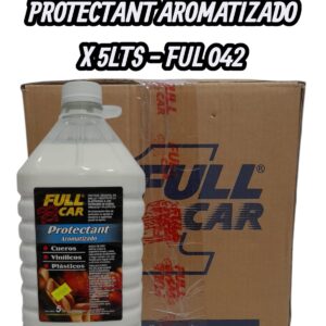 PROMO CAJA X 4 UNIDADES  silicona liquida aromatizada PROTECTAN AROMATIZADO X 5 LITROS - FUL 042  FULL CAR (RENOVADOR -RECUPERADOR - VINILICOS E INTERIORES - REVIVIDOR - SIMIL K78 A843 - K78 A844 - K78 A840 - K78 A815 - K78 A813 - FUL 042 - FUL 400)   (   Protector para interiores a base de siliconas emulsionadas enagua. Libres de solvente, Revive y protege vinílicos, plásticos,cueros, etc. Especial para interiores de automóviles de altagama con aplicaciones de cuero o madera lustrada.)