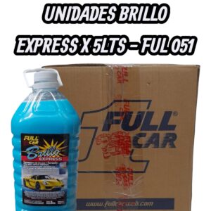 PROMO CAJA X 4 UNIDADES Bidon cera rapida Brillo Express x 5 L - FUL 051 FULL CAR (simil k78 a823 - k78 a451 - k78 a900 - k78 a825 - k78 a826)  (Sistema de protección y brillo para vehículos. Combinación de Art. 054ceras y siliconas que forman una película brillante. Muy fácilaplicación sobre seco o húmedo.)