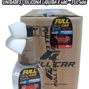 PROMO 3 CAJAS X 12 UNIDADES (TOTAL 36 UNIDADES)    Silicona LIQUIDA Aromatizada x 480 cc. Liquida - FUL 406 FULL CAR (simil k78 202 - a3211/12 - plus 7005)  (Silicona aromatizada líquida. Da brillo renueva yprotege cueros, plásticos, vinílicos y gomas.)